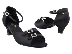 Ladies Cuban Heel 1620 Black Satin