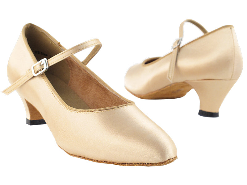 Ladies Cuban Heel 3008 Light Brown Satin