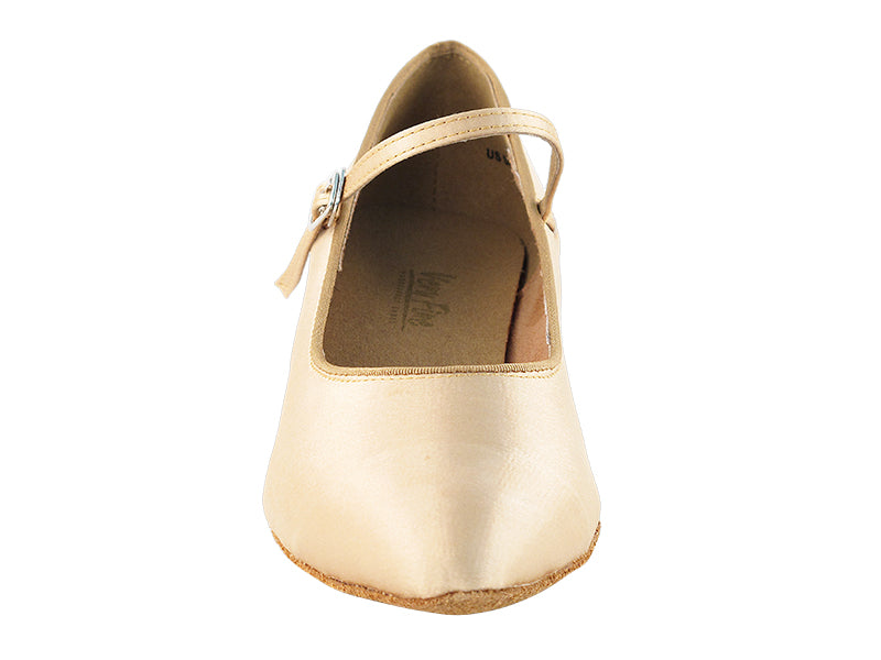 Ladies Cuban Heel 3008 Light Brown Satin