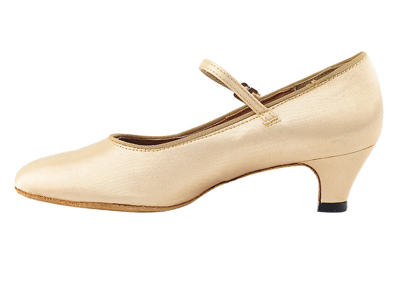 Ladies Cuban Heel 3008 Light Brown Satin