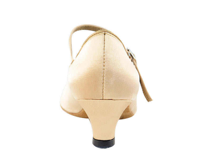 Ladies Cuban Heel 3008 Light Brown Satin