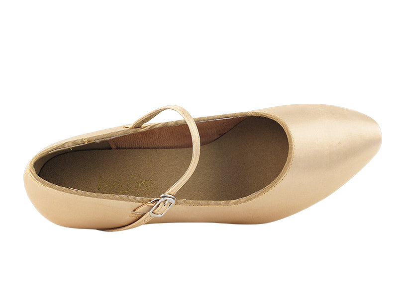 Ladies Cuban Heel 3008 Light Brown Satin