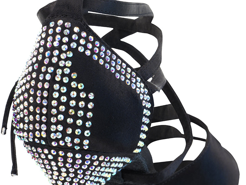 Ladies Crystal Collection S1004CC Black Satin