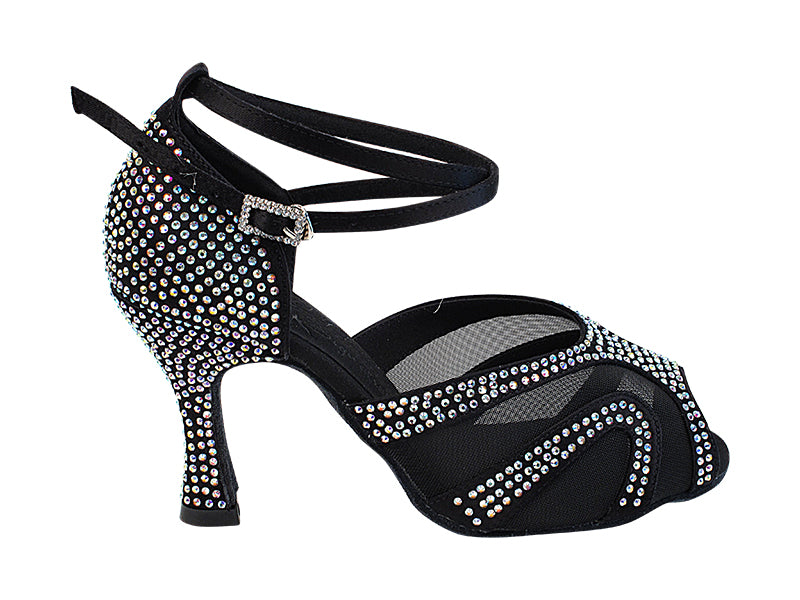Ladies Crystal Collection S1005CC Black Satin