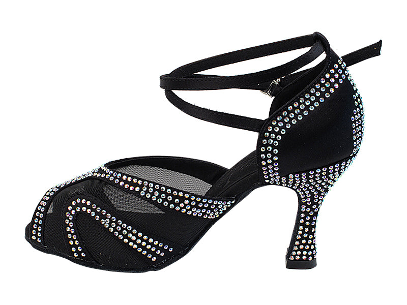 Ladies Crystal Collection S1005CC Black Satin