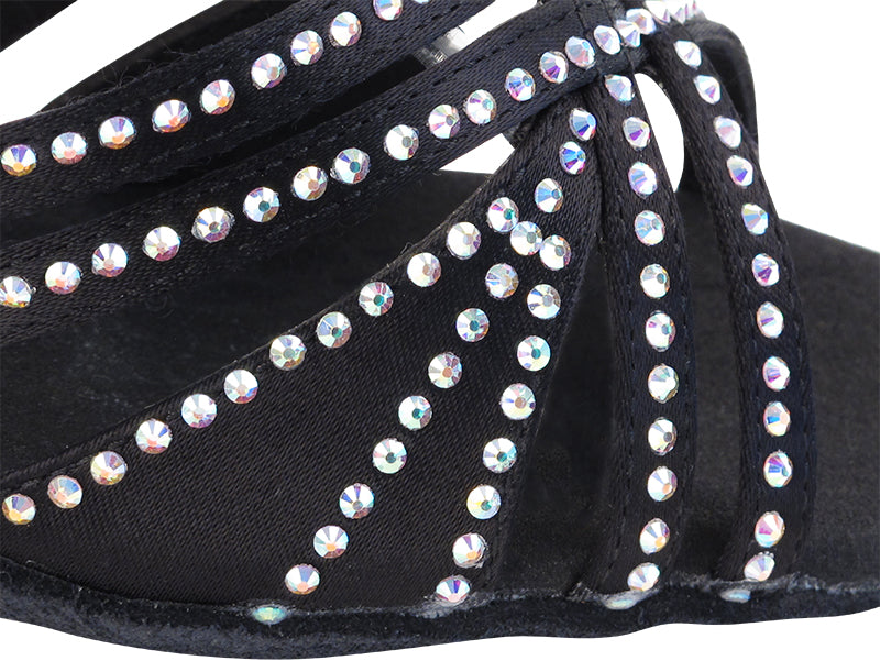Ladies Crystal Collection S1006CC Black Satin