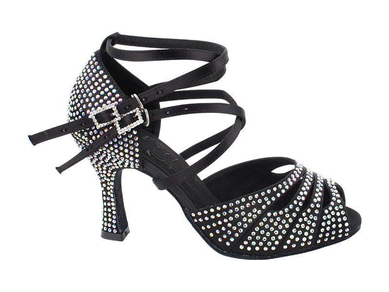Ladies Crystal Collection S1007CC Black Satin