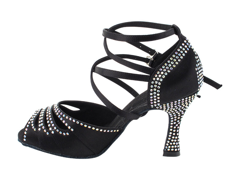 Ladies Crystal Collection S1007CC Black Satin