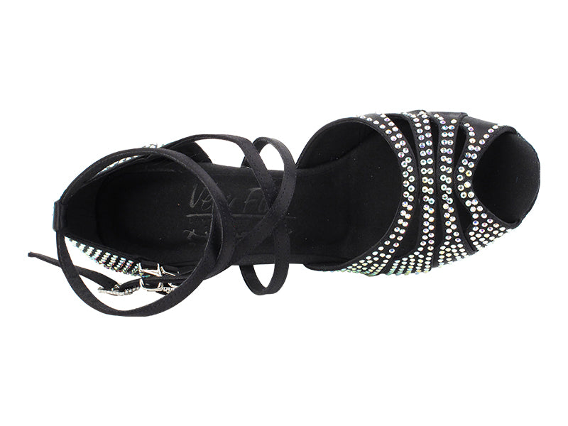 Ladies Crystal Collection S1007CC Black Satin