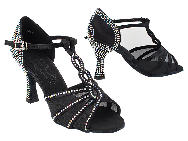Ladies Crystal Collection S1009CC Black Satin