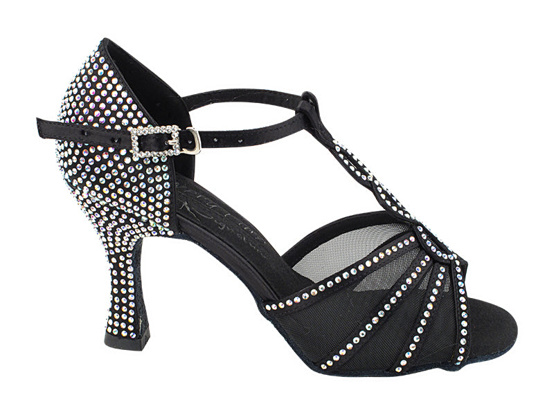 Ladies Crystal Collection S1009CC Black Satin