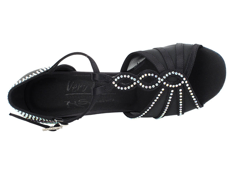 Ladies Crystal Collection S1009CC Black Satin