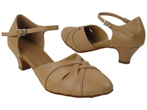 Ladies Cuban Heel SERA3542 Beige Brown Leather