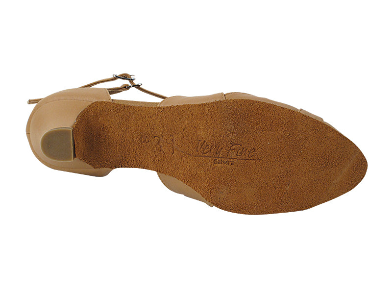 Ladies Cuban Heel SERA3542 Beige Brown Leather