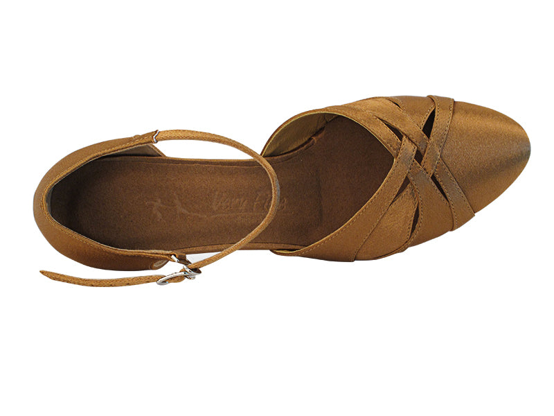 Ladies Cuban Heel SERA3542 Brown Satin