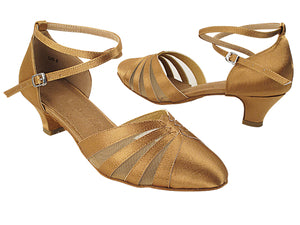 Ladies Cuban Heel SERA3543 Brown Satin