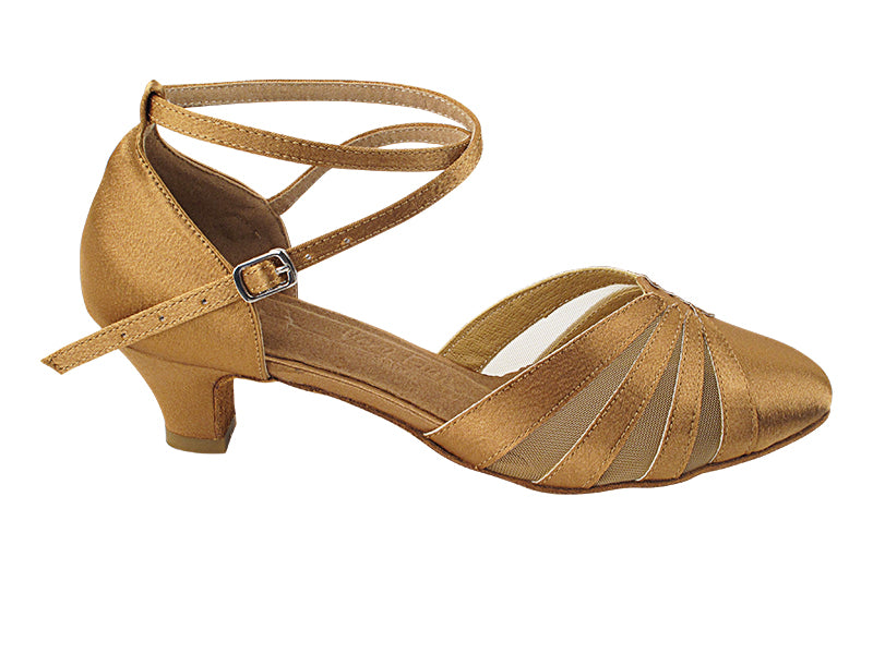 Ladies Cuban Heel SERA3543 Brown Satin