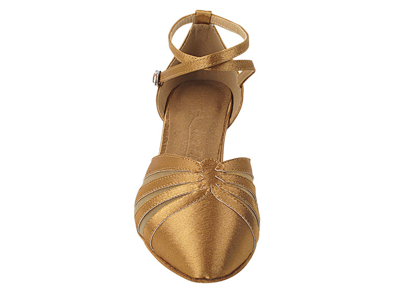 Ladies Cuban Heel SERA3543 Brown Satin