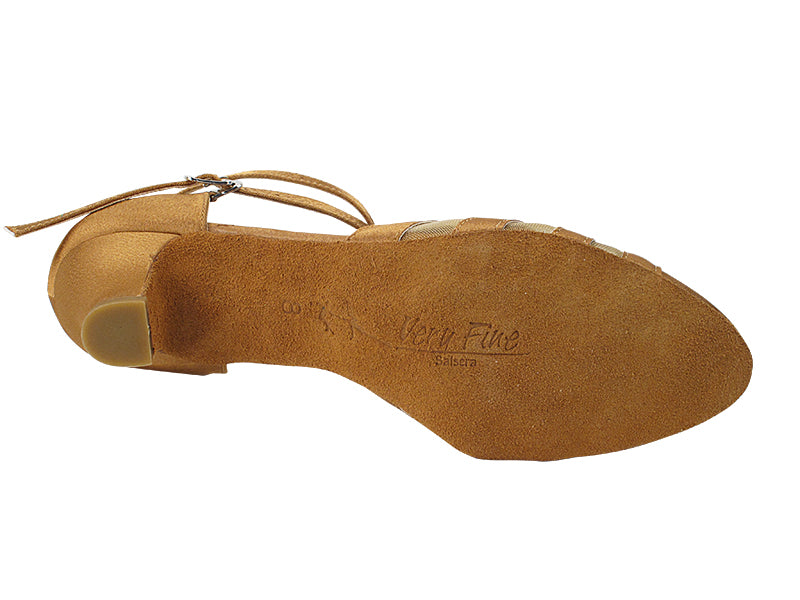 Ladies Cuban Heel SERA3543 Brown Satin