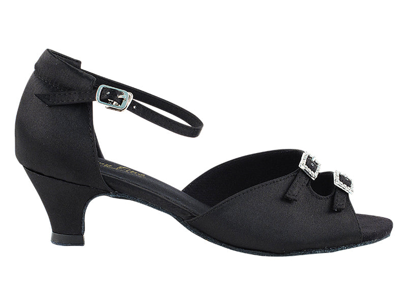 Ladies Cuban Heel 1620 Black Satin