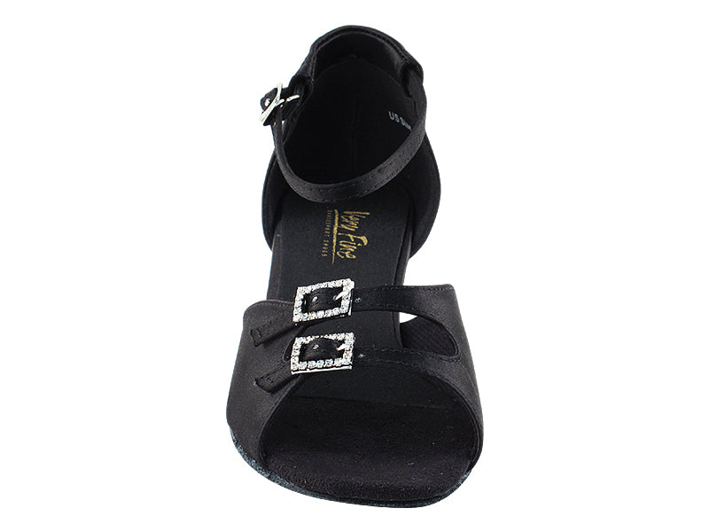 Ladies Cuban Heel 1620 Black Satin