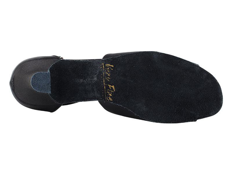 Ladies Cuban Heel 1620 Black Satin