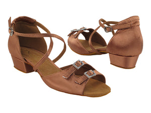 Ladies Flat Heel 1620FT Tan Satin
