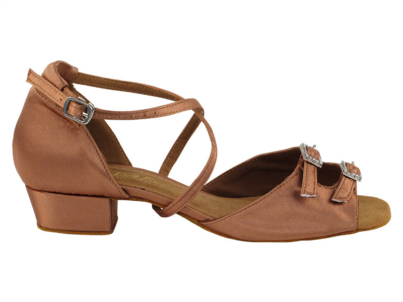 Ladies Flat Heel 1620FT Tan Satin