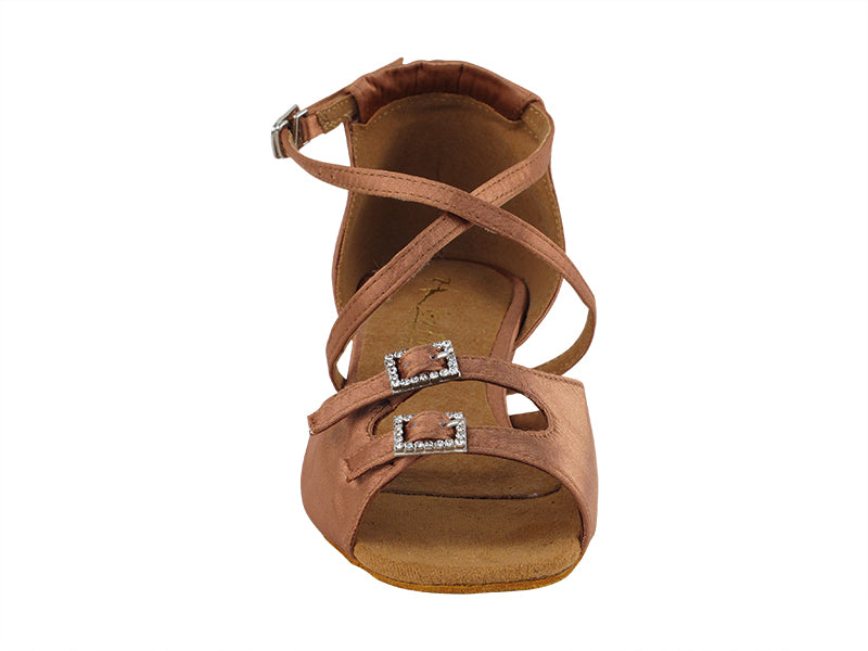 Ladies Flat Heel 1620FT Tan Satin