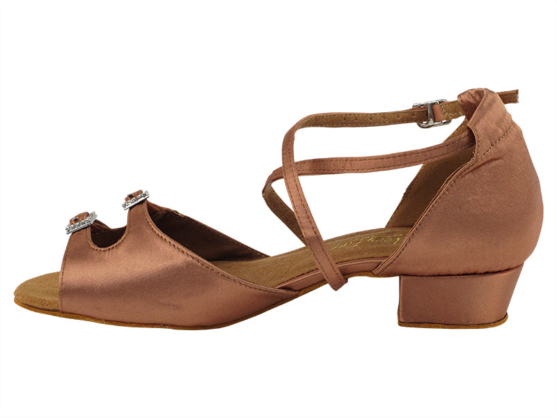 Ladies Flat Heel 1620FT Tan Satin