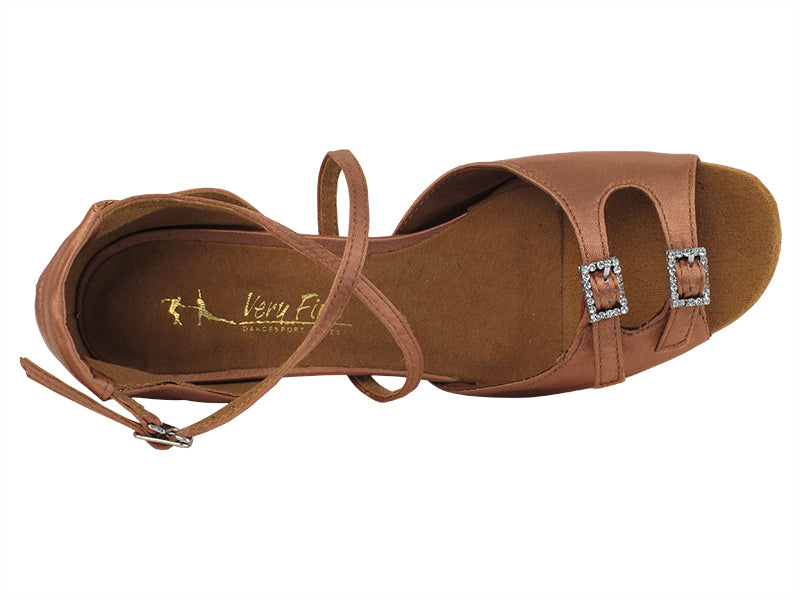 Ladies Flat Heel 1620FT Tan Satin