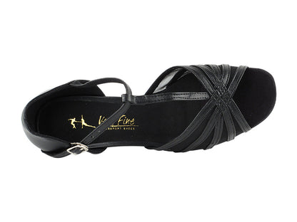 Ladies Flat Heel 16612FT Black Leather/Black Mesh