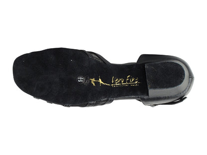 Ladies Flat Heel 16612FT Black Leather/Black Mesh