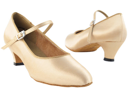 Ladies Cuban Heel 3008 Light Brown Satin