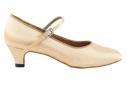 Ladies Cuban Heel 3008 Light Brown Satin