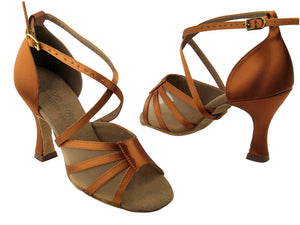 Ladies Rhythm/Latin C1601 Dark Brown Satin/Flesh Mesh