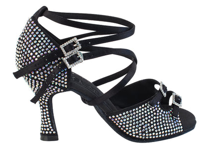 Ladies Crystal Collection S1004CC Black Satin