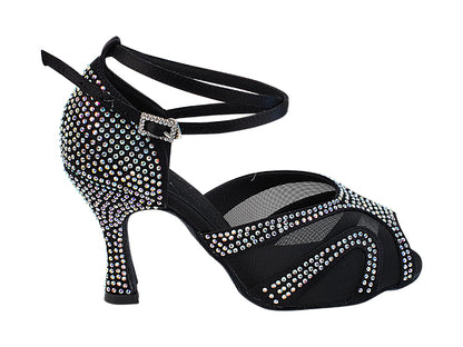 Ladies Crystal Collection S1005CC Black Satin