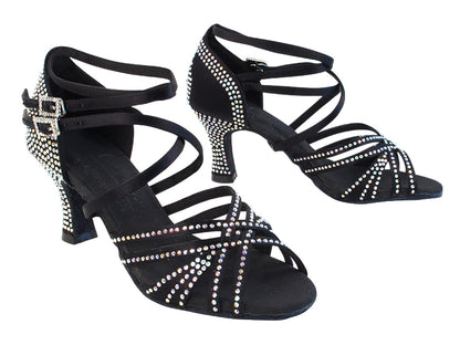Ladies Crystal Collection S1006CC Black Satin