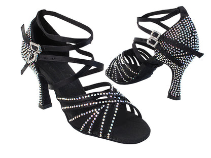 Ladies Crystal Collection S1006CC Black Satin