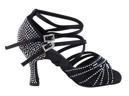 Ladies Crystal Collection S1006CC Black Satin