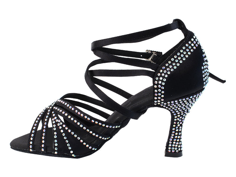 Ladies Crystal Collection S1006CC Black Satin