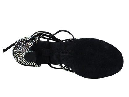 Ladies Crystal Collection S1006CC Black Satin