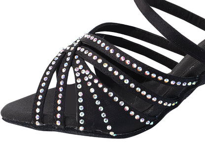 Ladies Crystal Collection S1006CC Black Satin