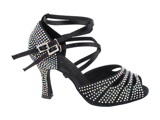 Ladies Crystal Collection S1007CC Black Satin