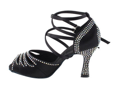 Ladies Crystal Collection S1007CC Black Satin