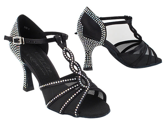 Ladies Crystal Collection S1009CC Black Satin