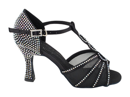 Ladies Crystal Collection S1009CC Black Satin