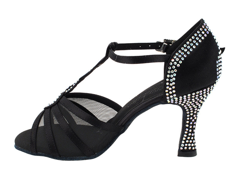 Ladies Crystal Collection S1009CC Black Satin