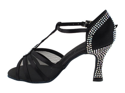 Ladies Crystal Collection S1009CC Black Satin